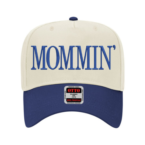 Mommin’ embroidered hat – two-tone mom cap with custom thread color