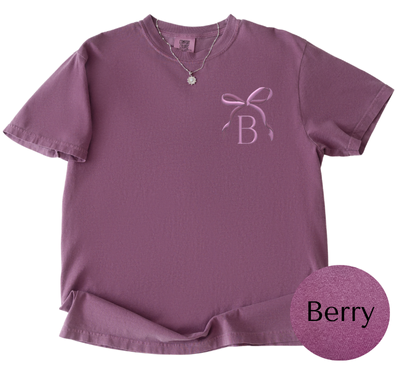 Color-Kissed Bow Tee | Two-Tone Bow Monogram Shirt