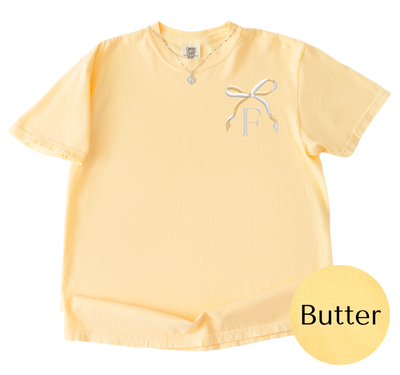 Color-Kissed Bow Tee | Two-Tone Bow Monogram Shirt