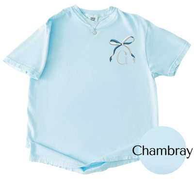 Color-Kissed Bow Tee | Two-Tone Bow Monogram Shirt