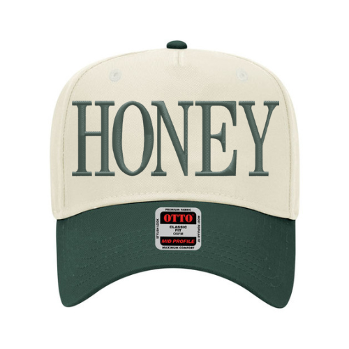 Honey embroidered hat – Two-tone baseball cap with custom thread color