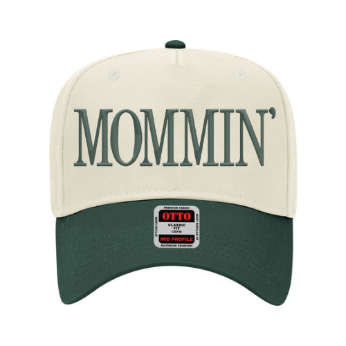 Mommin’ embroidered hat – two-tone mom cap with custom thread color
