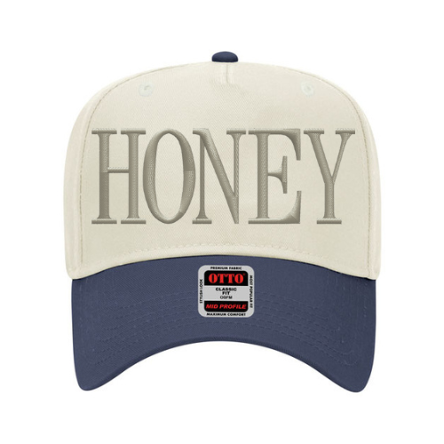 Honey embroidered hat – Two-tone baseball cap with custom thread color