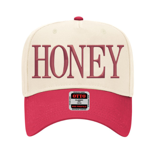 Honey embroidered hat – Two-tone baseball cap with custom thread color