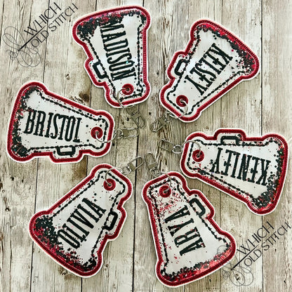 Custom Megaphone Shaker Bag Tag | Personalized Cheer Keychain