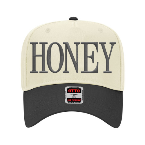 Honey embroidered hat – Two-tone baseball cap with custom thread color