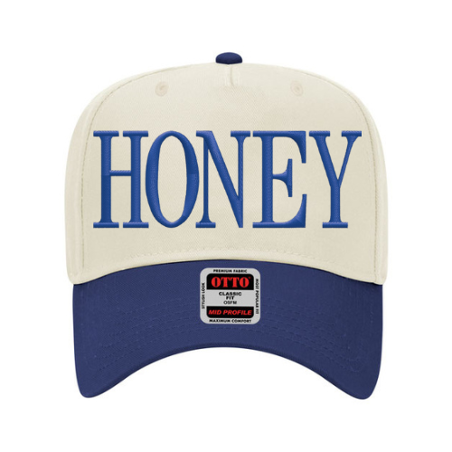 Honey embroidered hat – Two-tone baseball cap with custom thread color