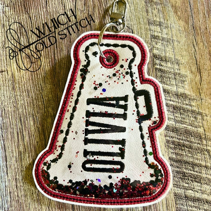 Custom Megaphone Shaker Bag Tag | Personalized Cheer Keychain